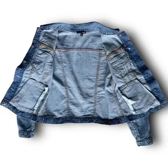 Boho Embellished Studded Hippie Blue Jean Denim Jacket Floral Aztec Embroidery S - Picture 4 of 9